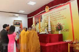 Lễ Giỗ Tổ Hùng Vương tại thủ đô Vientiane, Lào. (Ảnh: Xuân Tú/TTXVN)