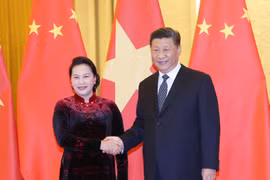 Chủ tịch Quốc hội Nguyễn Thị Kim Ngân hội kiến Tổng Bí thư, Chủ tịch nước Trung Quốc Tập Cận Bình. (Ảnh: Trọng Đức/TTXVN)