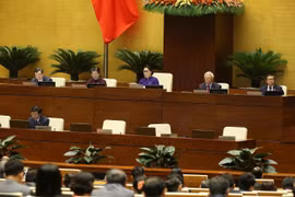 Chủ tịch Quốc hội Nguyễn Thị Kim Ngân và các Phó Chủ tịch Quốc hội điều hành phiên khai mạc. (Ảnh: Dương Giang/TTXVN)
