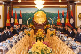 Tổng Bí thư, Chủ tịch nước Nguyễn Phú Trọng hội đàm với Tổng Bí thư, Chủ tịch nước Lào Bounnhang Vorachith. (Ảnh: Trí Dũng/TTXVN)