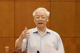 Tổng Bí thư, Chủ tịch nước Nguyễn Phú Trọng phát biểu kết luận cuộc họp. (Ảnh: Phương Hoa/TTXVN)