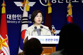 Người phát ngôn Bộ Quốc phòng Hàn Quốc Choi Hyun-soo phát biểu tại cuộc họp báo ở Seoul ngày 25/7/2019. (Ảnh: AFP/TTXVN)