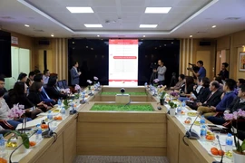 Quang cảnh buổi họp báo, ra mắt ứng dụng 9999 Tết. (Ảnh: Nguyễn Thắng/TTXVN)