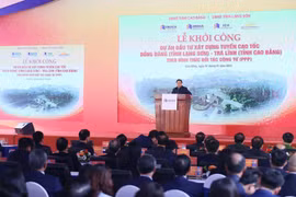 Thủ tướng Phạm Minh Chính phát lệnh khởi công dự án Cao tốc Đồng Đăng-Trà Lĩnh. (Ảnh: Dương Giang/TTXVN)