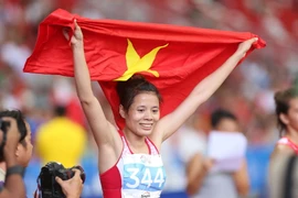 Nguyễn Thị Huyền vẫn tỏ ra quá mạnh ở các nội dung sở trường 400m và 400m rào nữ. (Nguồn: Quốc Khánh/TTXVN)