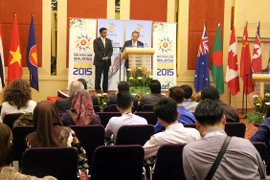 Toàn cảnh buổi họp báo khởi động chuỗi sự kiện Hội nghị Bộ trưởng Ngoại giao ASEAN lần thứ 48. (Nguồn: Kim Dung-Chí Giáp/Vietnam+)