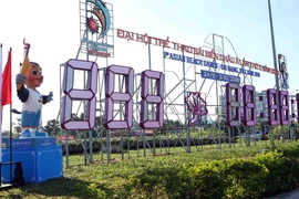 Đồng hồ đếm ngược thời gian Đại hội ABG5 chính thức khởi động sáng 24/9. (Ảnh: Trần Lê Lâm/TTXVN)