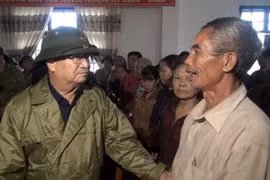 Nước dâng cao tại khu vực xã Hàm Ninh, huyện Quảng Ninh, tỉnh Quảng Bình. (Ảnh: Văn Tý/TTXVN)