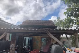 Bão số 9 khiến nhiều gia đình ở xã Đức Chánh, huyện Mộ Đức bị thiệt hại nặng. (Ảnh: Sỹ Thắng/TTXVN)