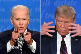 Tổng thống Mỹ Donald Trump (phải) và cựu Phó Tổng thống Mỹ Joe Biden (trái). (Ảnh: AFP/TTXVN)