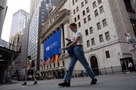 Quang cảnh bên ngoài Sàn giao dịch chứng khoán New York, Mỹ, ngày 25/9/2020. (Ảnh: THX/ TTXVN)