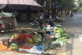 Rau xanh tăng giá gấp đôi trong ngày mùng 2 Tết. (Ảnh: PV/Vietnam+)