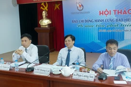 Hội thảo “Báo chí đồng hành cùng Bảo hiểm xã hội Việt Nam vì mục tiêu phát triển xã hội bền vững”. (Ảnh: PV/Vietnam+)