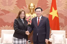 Chủ tịch Quốc hội Vương Đình Huệ tiếp bà Ana María Mari Machado, Phó Chủ tịch Quốc hội Cuba. (Ảnh: Doãn Tấn/TTXVN)
