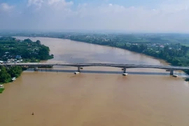 Cầu Bạch Đằng 2 kết nối 2 tỉnh Bình Dương và Đồng Nai nhìn từ trên cao. (Ảnh: Huyền Trang/TTXVN)