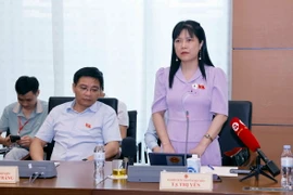 Đại biểu Quốc hội tỉnh Điện Biên Tạ Thị Yên phát biểu ý kiến. (Ảnh: Doãn Tấn/TTXVN)