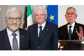 Tổng thống Đức Frank-Walter Steinmeier cùng hai người đồng cấp Sergio Mattarella của Italy và Alexander van der Bellen của Áo. (Nguồn: AFP/TTXVN)
