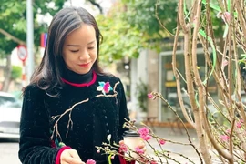 Áo chần bông xuống phố đón Xuân. (Ảnh: Thu Hằng/TTXVN)