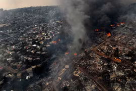 Một khu vực bị ảnh hưởng bởi cháy rừng tại Vina del Mar, Chile. (Ảnh: AFP/TTXVN)