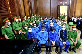 Các bị cáo tại phiên tòa sáng 6/6. (Ảnh: Thành Chung/TTXVN)