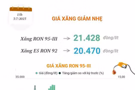 [Infographics] Giá xăng trong nước giảm nhẹ sau 3 lần giữ nguyên