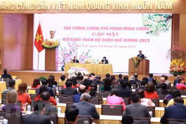 Quang cảnh buổi Thủ tướng gặp mặt kiều bào tiêu biểu tham dự chương trình Xuân Quê hương 2023. (Ảnh: Dương Giang/TTXVN) 