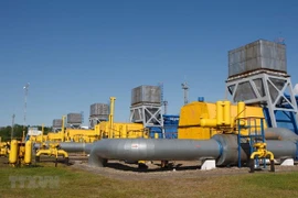 Đường ống dẫn khí đốt tại cơ sở dự trữ khí đốt Bilche-Volytsko-Uherske ở gần làng Bilche, khu vực Lviv, Ukraine. (Ảnh: AFP/TTXVN) 