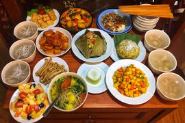 Ẩm thực chay Tây Ninh tạo nên mâm cỗ chay ngày Tết truyền thống. (Ảnh: dulichtayninh) 