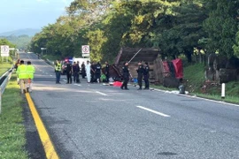 Lực lượng cứu hộ làm nhiệm vụ tại hiện trường vụ tai nạn. (Nguồn: Reuters) 