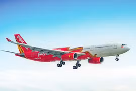 Máy bay thân rộng A330 hiện đại của hãng hàng không Vietjet dùng để bay Thành phố Hồ Chí Minh-Australia. (Ảnh: CTV/Vietnam+) 