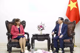 Phó Thủ tướng Lê Minh Khái tiếp bà Ana Mary Machado, Phó Chủ tịch Quốc hội Chính quyền nhân dân Cuba. (Ảnh: An Đăng/TTXVN)