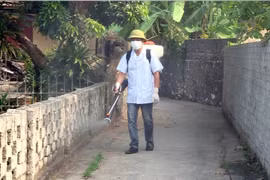 Phun thuốc diệt muỗi. (Ảnh: Thùy Dung/TTXVN)