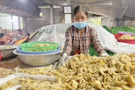 Sản xuất mứt gừng tại làng mứt gừng Mỹ Chánh, xã Hải Chánh (Hải Lăng, Quảng Trị). (Ảnh: Thanh Thủy/TTXVN)