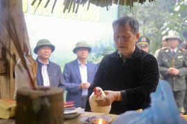 Nghi thức tại lễ hội Tết rừng ở Nà Hẩu. (Ảnh: Tuấn Anh/TTXVN)