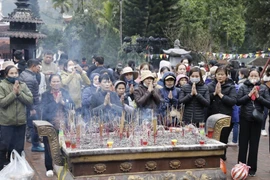 Đông đảo du khách thập phương tham dự lễ khai hội chùa Hương. (Ảnh: Trần Việt/TTXVN)