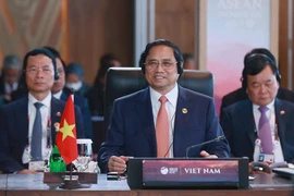Thủ tướng Phạm Minh Chính phát biểu tại Phiên toàn thể Hội nghị Cấp cao ASEAN lần thứ 42. (Ảnh: Dương Giang/TTXVN) 