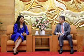 Chủ tịch Liên hiệp các Tổ chức Hữu nghị Việt Nam Phan Anh Sơn tiếp bà Humile Mashatile, Phu nhân Phó Tổng thống Nam Phi Paul Mashatile. (Nguồn: Báo Điện tử Đảng Cộng sản)