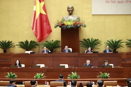 Chủ tịch Quốc hội Vương Đình Huệ và các Phó Chủ tịch Quốc hội chủ trì phiên chất vấn. (Ảnh: Doãn Tấn/TTXVN)