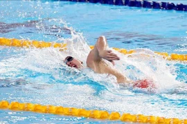 Vận động viên Huy Hoàng giành huy chương vàng tại SEA Games 31. (Ảnh: Phạm Kiên/TTXVN)