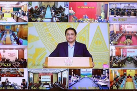 Sáng 25/2, tại Hà Nội,Thủ tướng Phạm Minh Chính, Chủ tịch Ủy ban Quốc gia về chuyển đổi số đã chủ trì phiên họp lần thứ 5 của Ủy ban, kết nối trực tuyến đến các bộ, ngành và địa phương trên cả nước. (Ảnh: Dương Giang/TTXVN) 