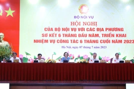 Bộ trưởng Bộ Nội vụ Phạm Thị Thanh Trà chủ trì hội nghị. (Ảnh: Văn Điệp/TTXVN)