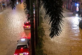 Ngập lụt sau mưa bão ở Hong Kong. (Nguồn: AFP)