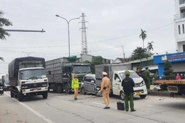 Hiện trường vụ tai nạn. (Ảnh: TTXVN phát)