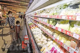 Người dân mua sắm tại siêu thị Aeon Long Biên, Hà Nội. (Ảnh: Trần Việt/TTXVN) 