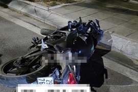 Hiện trường vụ tai nạn trên đường Lạc Long Quân. (Ảnh: Đội Hỗ trợ sơ cứu)