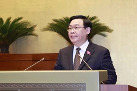 Chủ tịch Quốc hội Vương Đình Huệ phát biểu bế mạc kỳ họp. (Ảnh: Doãn Tấn/TTXVN)