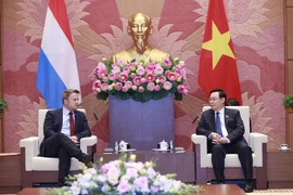 Chủ tịch Quốc hội Vương Đình Huệ tiếp Thủ tướng Luxembourg Xavier Bettel. (Ảnh: Doãn Tấn/TTXVN) 