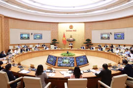 Quang cảnh hội nghị trực tuyến Chính phủ với địa phương. (Ảnh: Dương Giang/TTXVN)