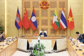 Chiều 25/12/2023, tại điểm cầu Hà Nội, Thủ tướng Phạm Minh Chính dự và phát biểu tại Hội nghị Cấp cao Hợp tác Mekong-Lan Thương (MLC) lần thứ 4 với sự tham gia của sáu nước gồm Việt Nam, Campuchia, Lào, Myanmar, Thái Lan và Trung Quốc được tổ chức theo hình thức trực tuyến. (Ảnh: Dương Giang/TTXVN)