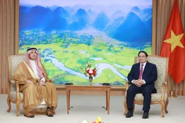 Thủ tướng Phạm Minh Chính tiếp Đại sứ Saudi Arabia tại Việt Nam Mohammed Ismaeil A. Dahlwy. (Ảnh: Dương Giang/TTXVN)